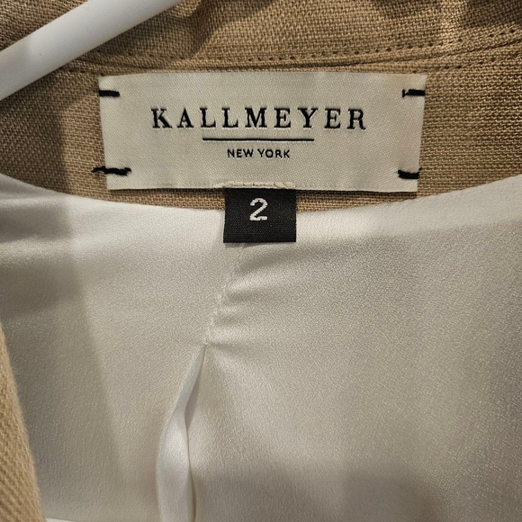 Women's KALLMEYER Beige Linen Blend Blazer Size 2 - Picture 2 of 9